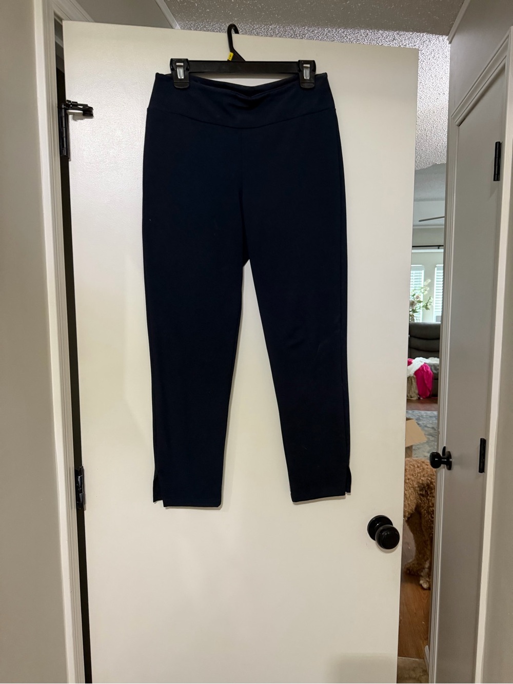 Navy Stretch Ponte Ankle Pants